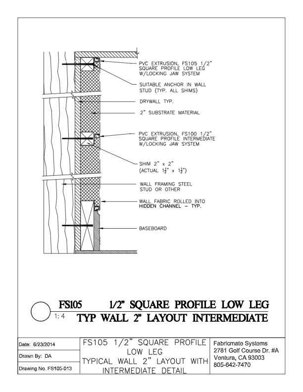 TYPICAL WALL 2 INCH LAYOUT WITH INTERMEDIATE FS105-013