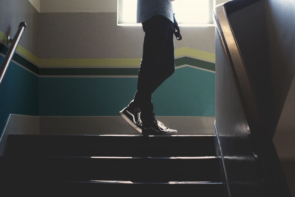 7. Wainscoting Installation on School Stairs