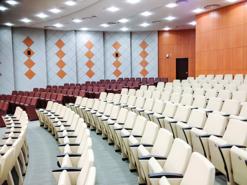 4. Auditorium with geometric acoustic fabric-wall-finishing