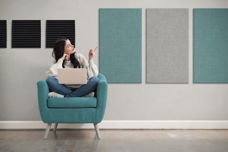 Acoustic Foam and Fabric Panels showcase in living room