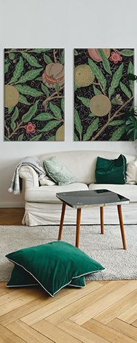 TWO CUSTOM PRINTED ACOUSTIC PANELS IN LIVING ROOM