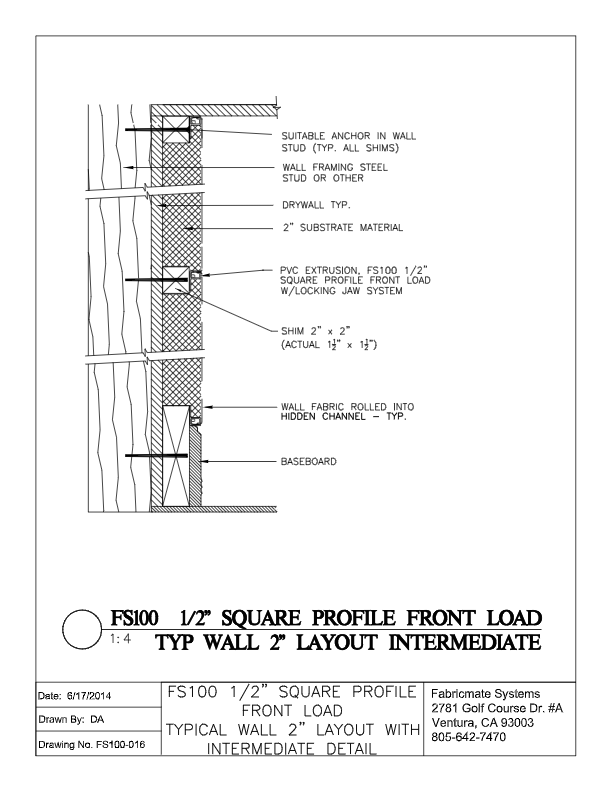 TYPICAL WALL 2 INCH LAYOUT WITH  INTERMEDIATE - FS100-016