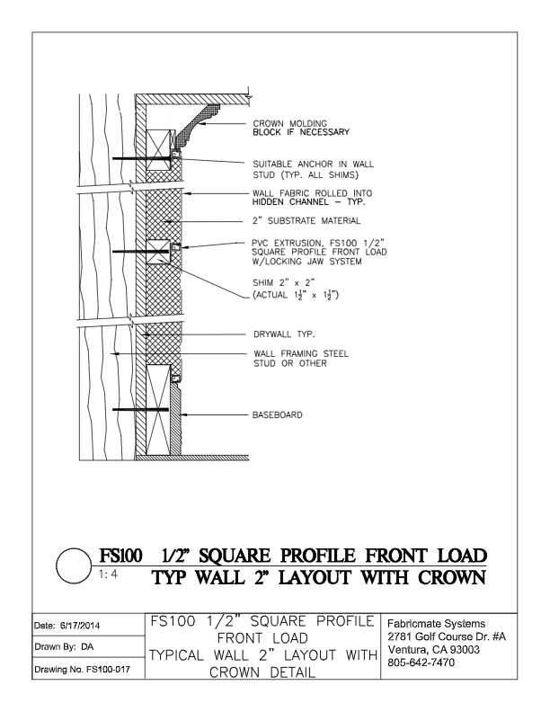 TYPICAL WALL 2 INCH LAYOUT WITH CROWN - FS100-017