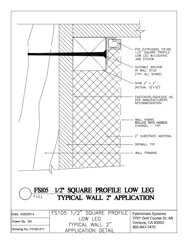 TYPICAL WALL 2 INCH APPLICATION FS105-011