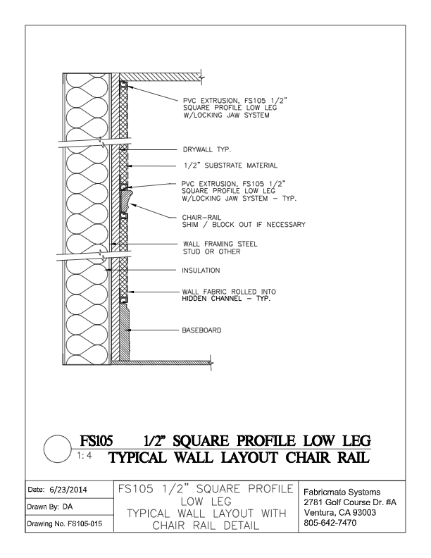 TYPICAL WALL LAYOUT W CHAIR RAIL FS105-015