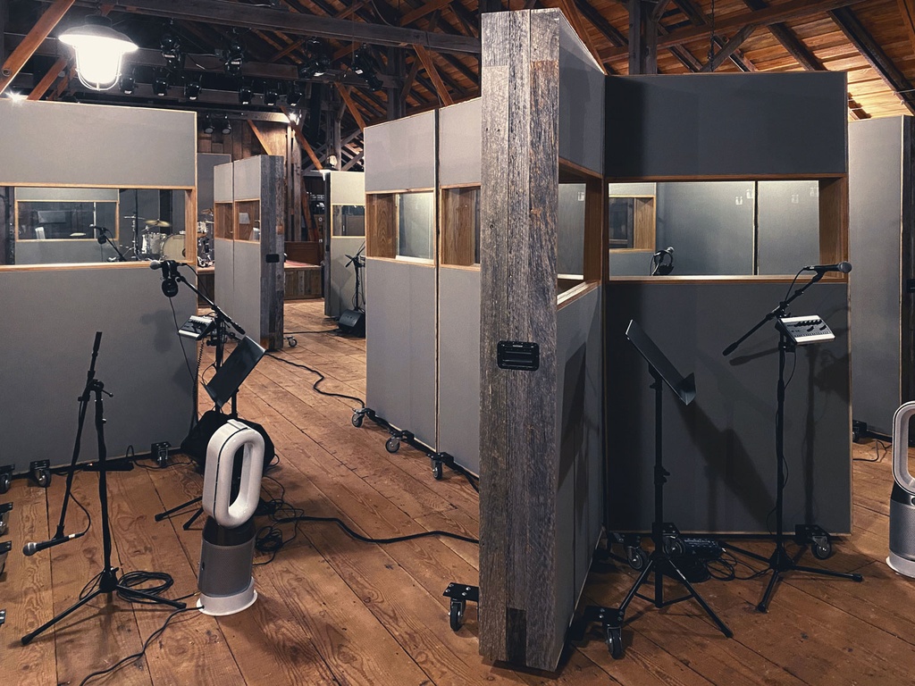 9. Recording Studio with Movable Sound Panels 2 -Freestanding  privacy/acoustical partitions - Fabricmate 1/2" site-fabricated system with Tango Fabric