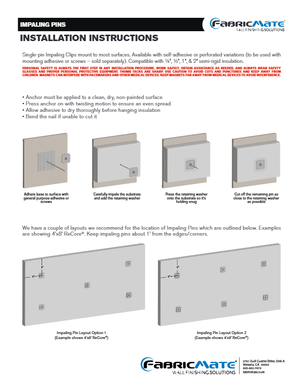 Impaling Pins - Installation Instructions