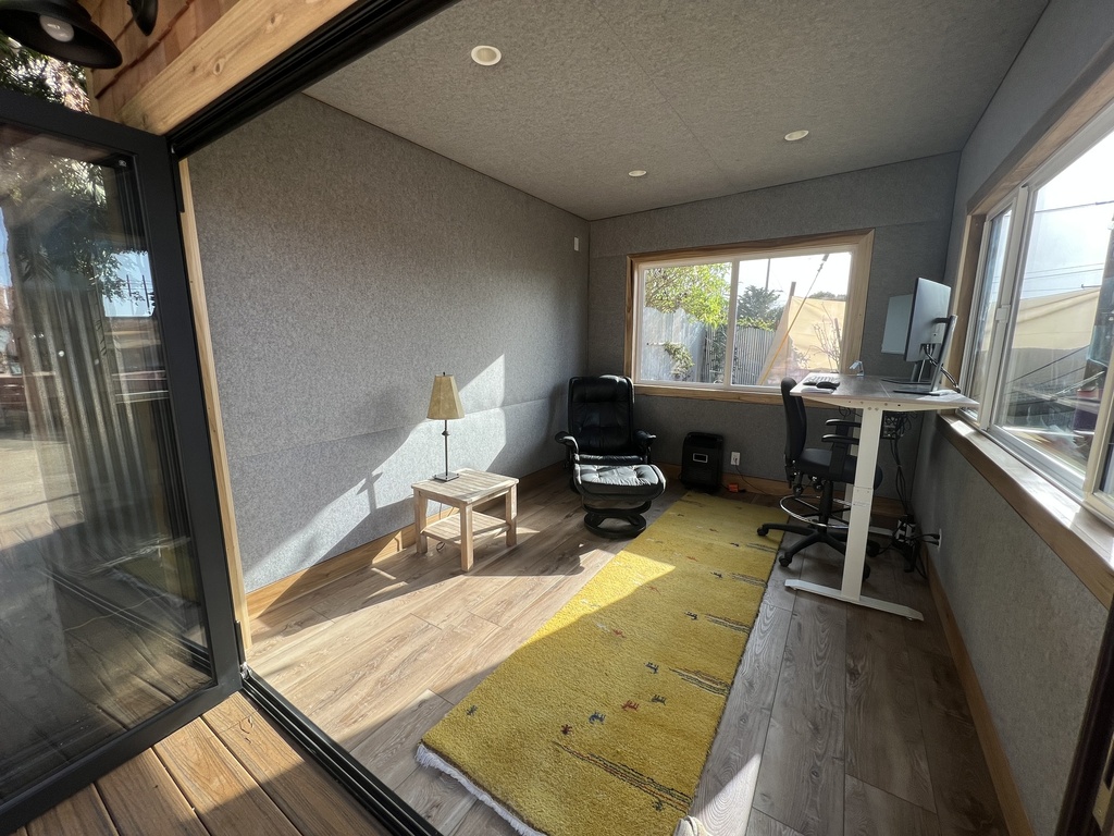 26. Custom Home Studio with  Wool Fabric on walls and ceilings